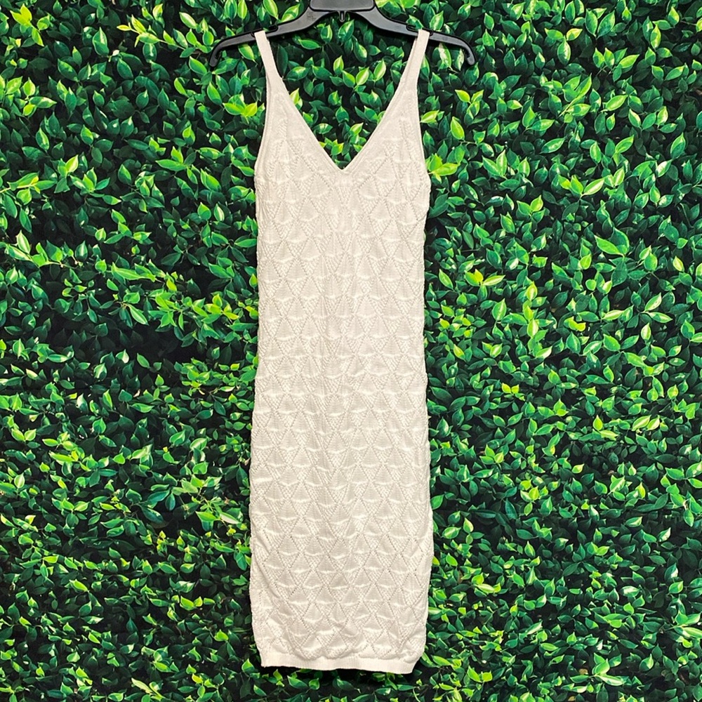 Willow & Wind Lined White Knit Sleeveless Midi Dress Size S
